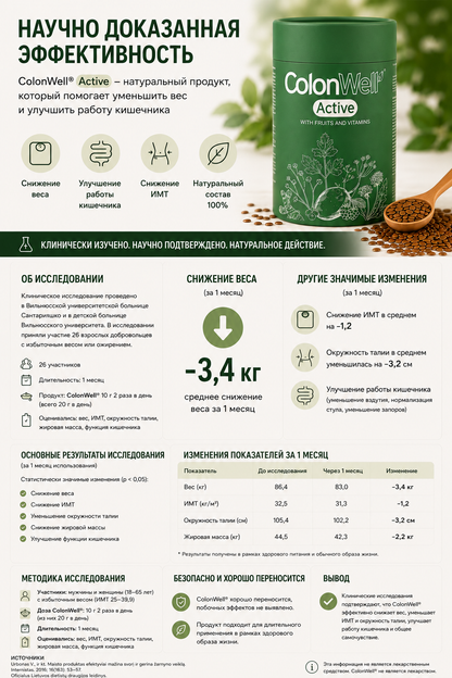 2 + 1 Colonwell Active Fruit даамы (лиофилизацияланган жемиштер менен арыктоо жана ичегилердин ден соолугу үчүн)